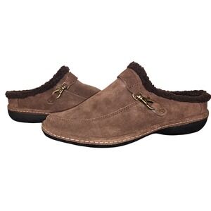 Lands' End Tan Suede Mules - style runs narrow